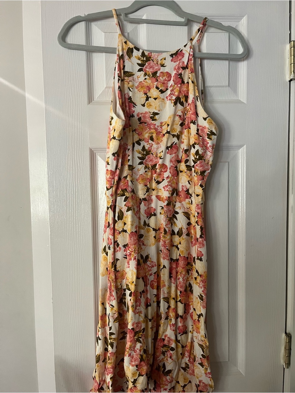 A. Byer Cream Midi Dress with Pink and Yellow Floral Print